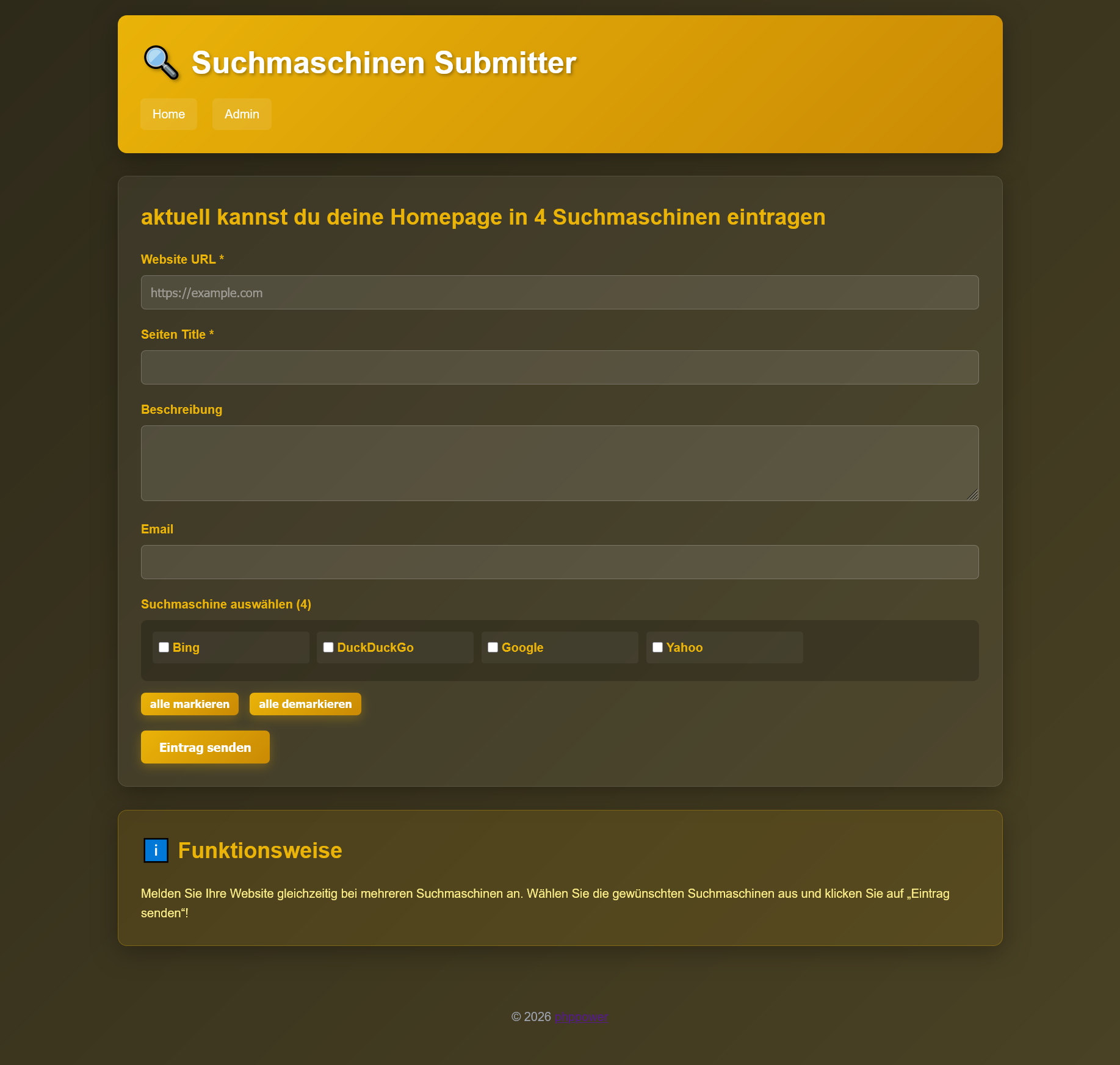 Suchmaschinen Submitter php8